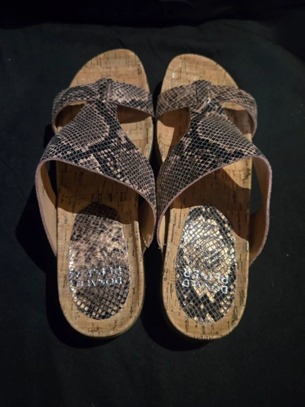 Donald Pliner Faina Metallic Python Cork Sandals 9 NIB $158